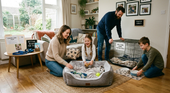 a dog fostering family preparing for a new dog