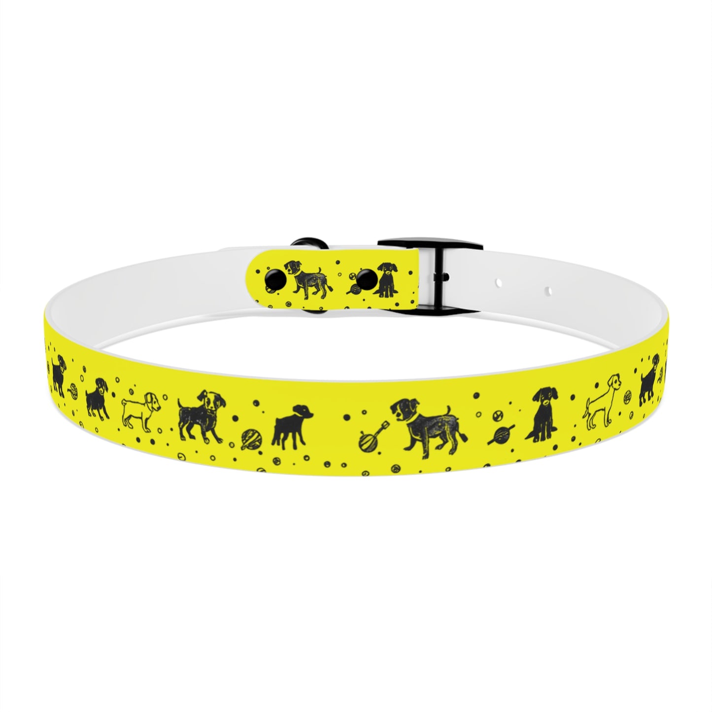 Dog Collar - Yellow Puppy Pattern