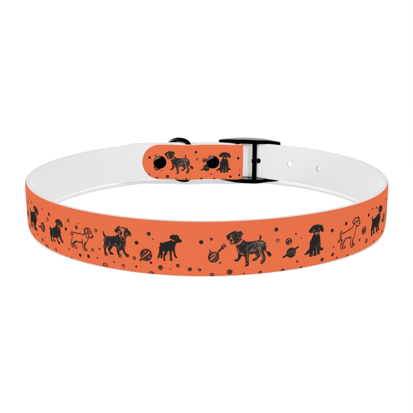 Dog Collar - Orange Puppy Pattern