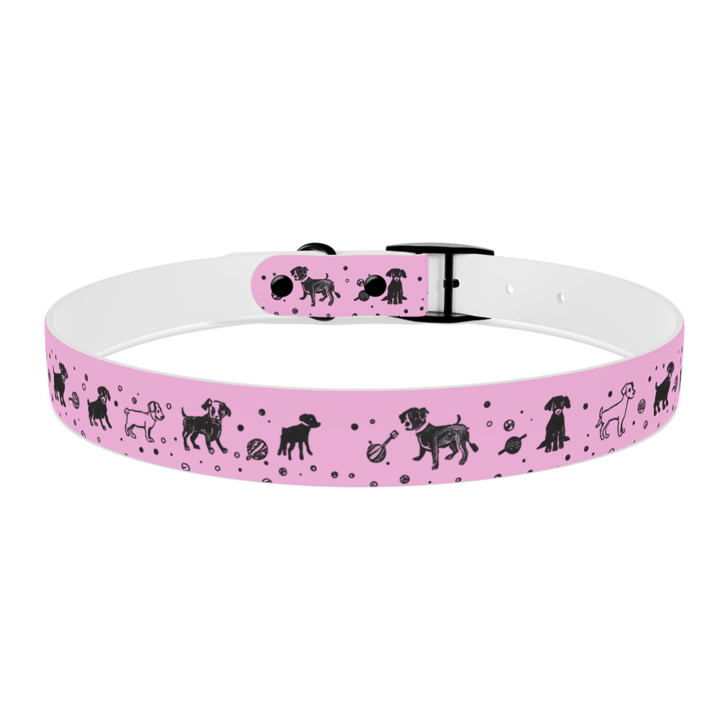 Dog Collar - Pink Puppy Pattern