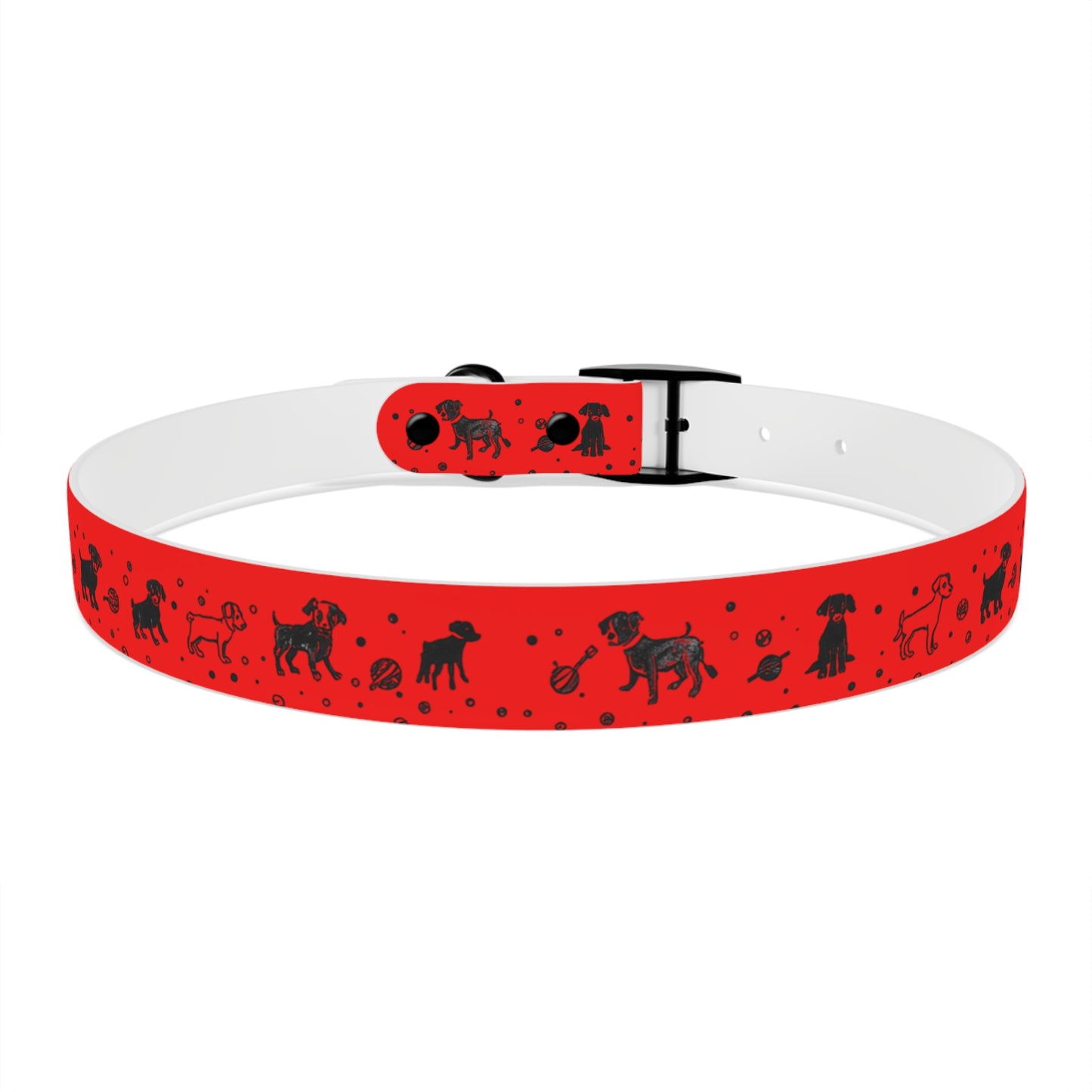 Dog Collar - Red Puppy Pattern
