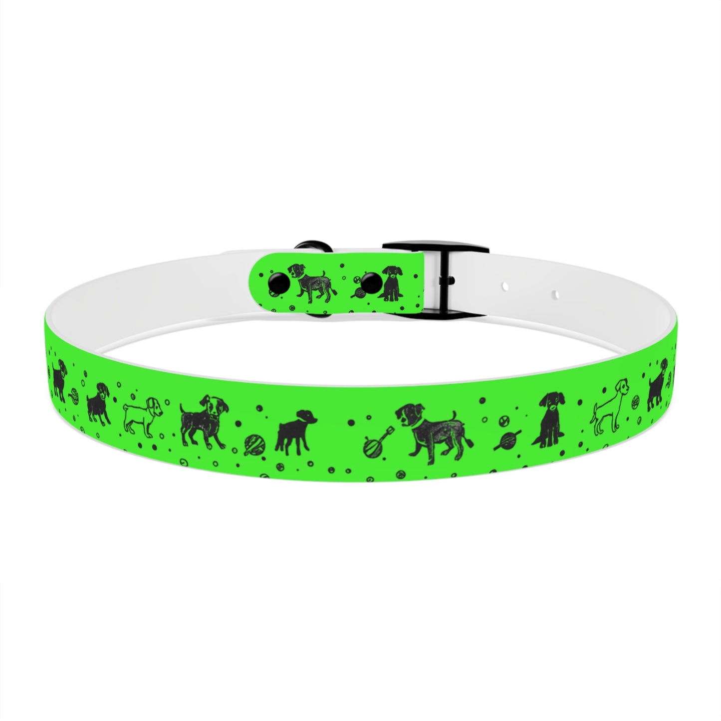 Dog Collar - Green Puppy Pattern