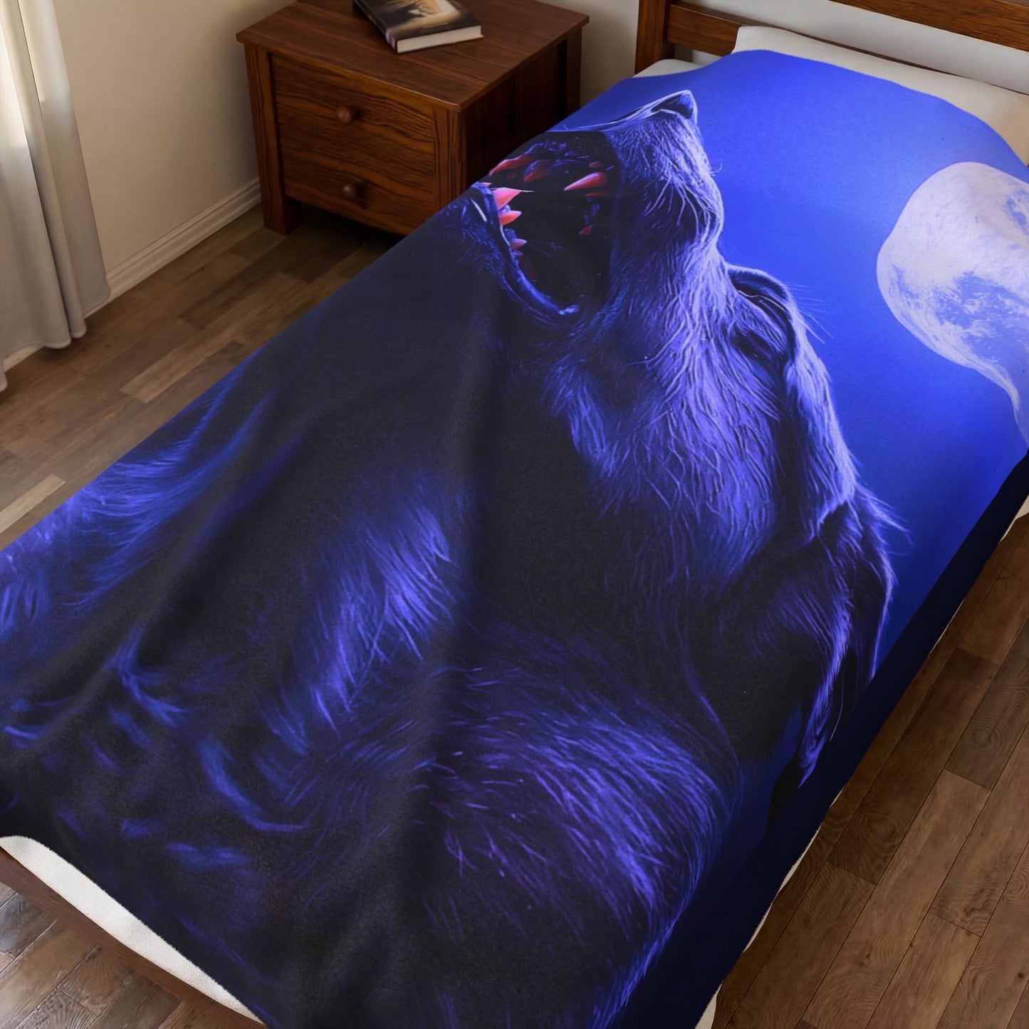 Velveteen Plush Blanket - Howling Blue