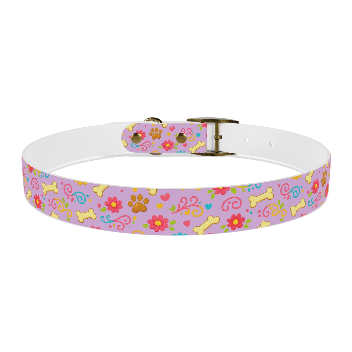Dog Collar - Pink Pastel Floral & Bones