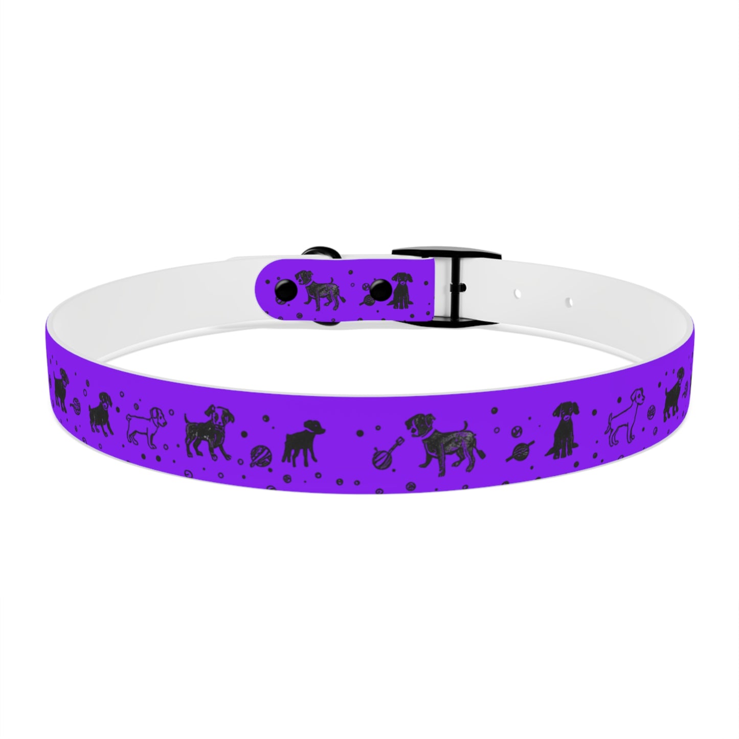 Dog Collar - Purple Puppy Pattern