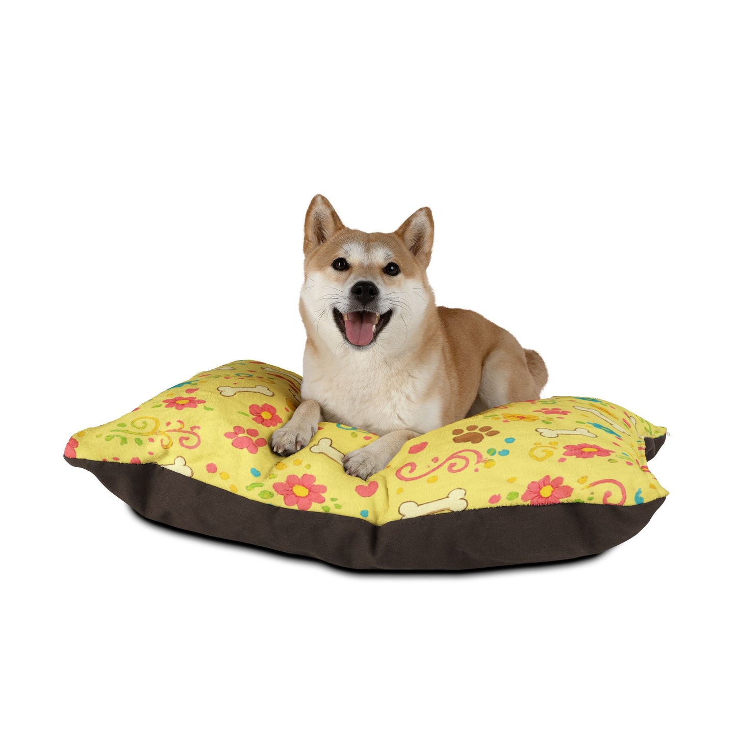 Dog Bed - Plush Sunshine Floral and Bones