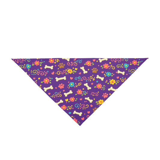 Dog Bandana - Grape Floral and Bones