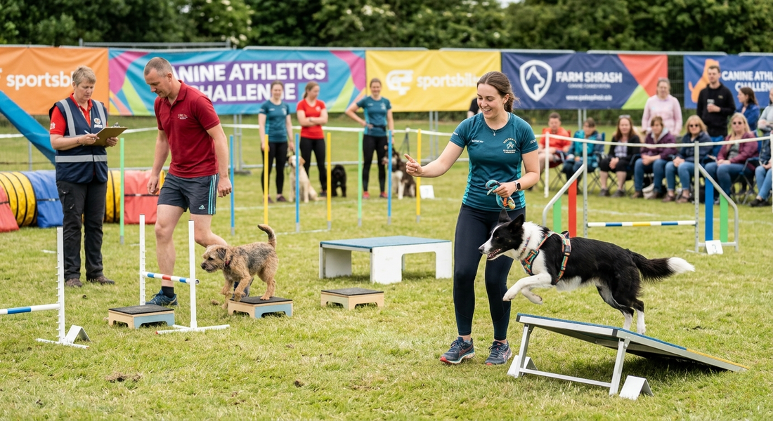 dogs competing in a trials show