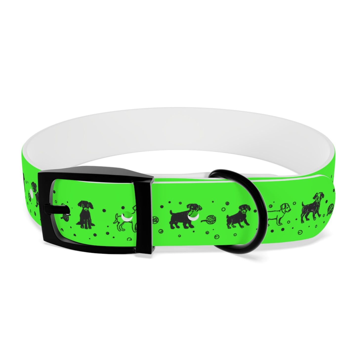 Dog Collar - Green Puppy Pattern