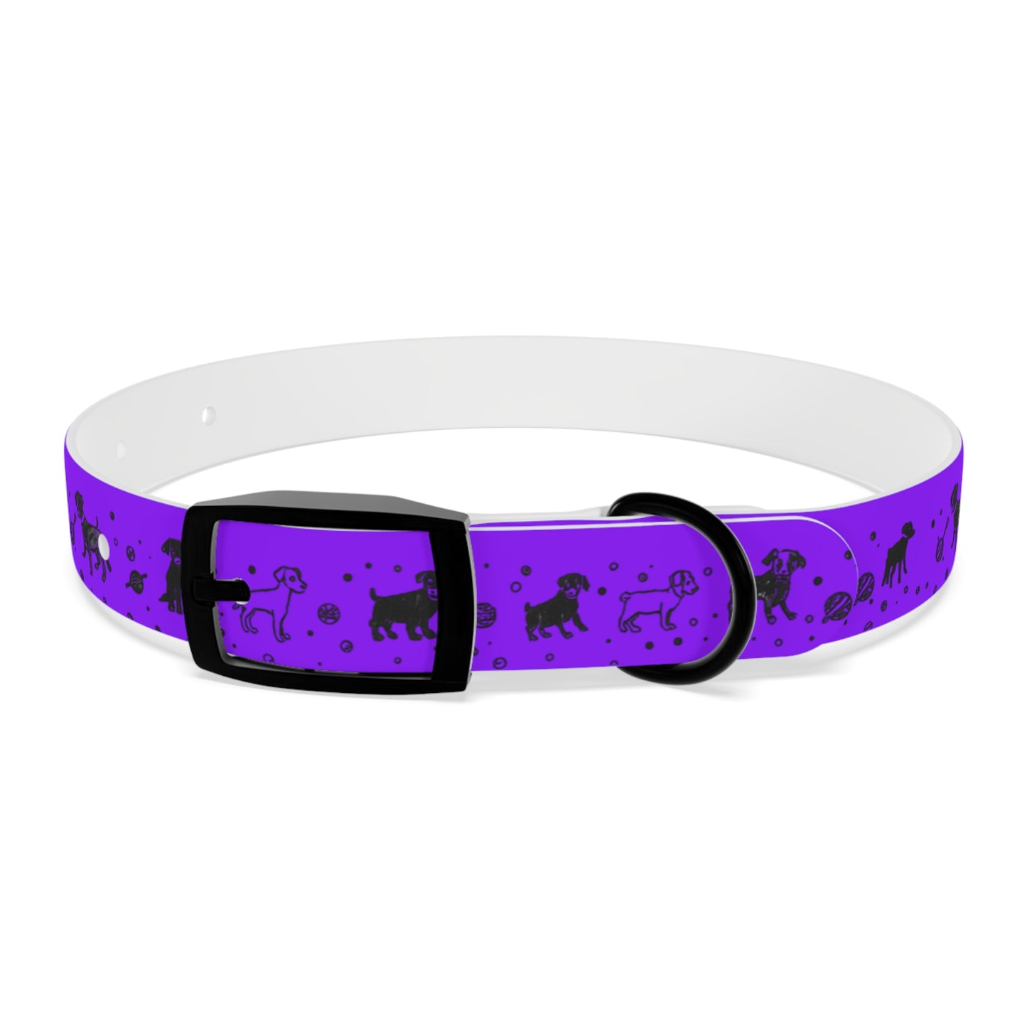 Dog Collar - Purple Puppy Pattern
