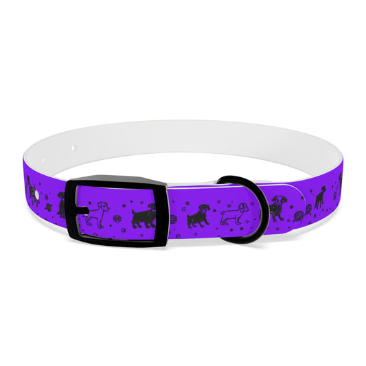 Dog Collar - Purple Puppy Pattern