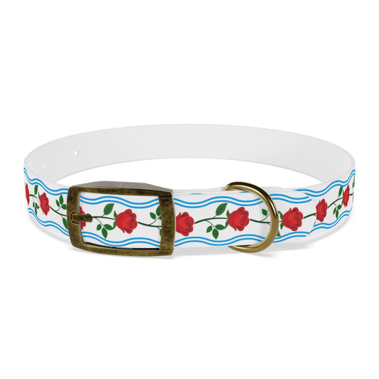 Dog Collar - Roses and Blue