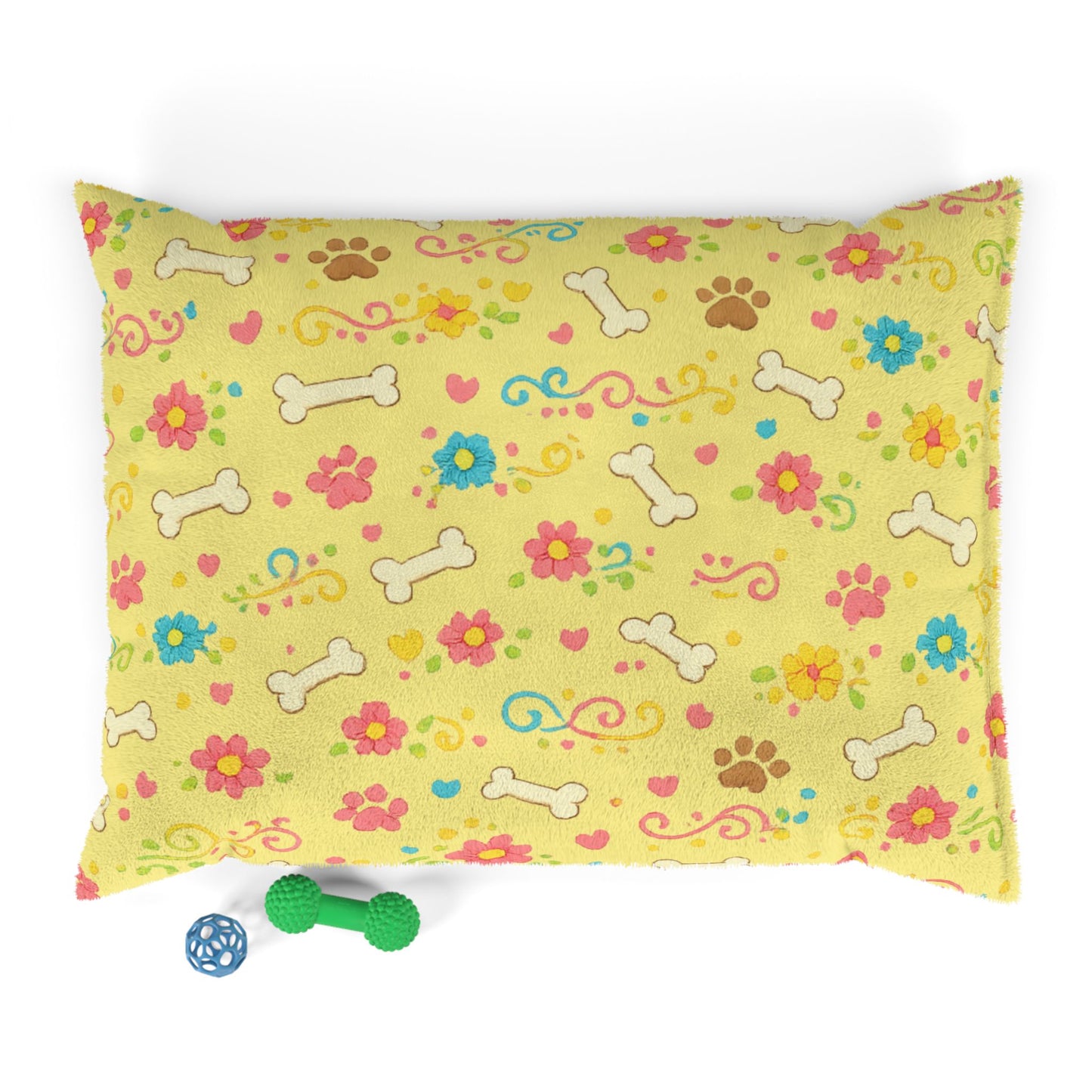 Dog Bed - Plush Sunshine Floral and Bones