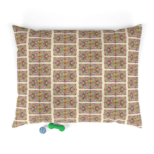 Dog Bed - Boho Peach Floral Tile