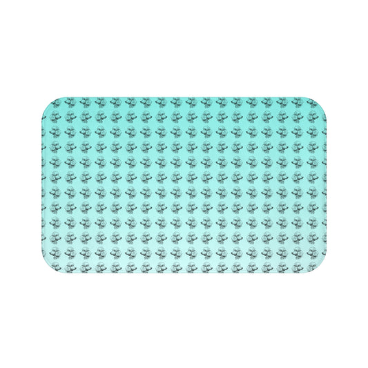 Bath Mat - Poodle Pattern Aqua