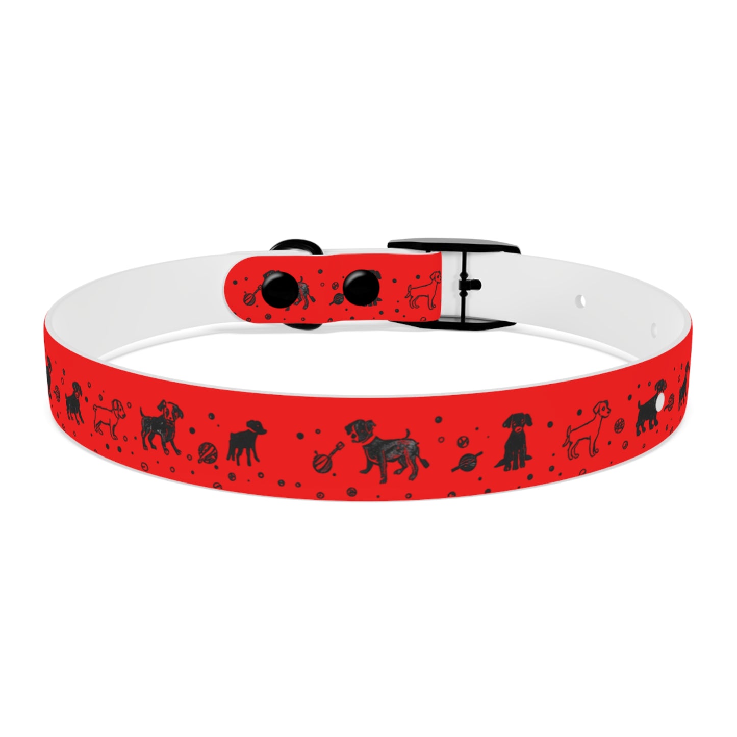 Dog Collar - Red Puppy Pattern