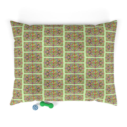 Dog Bed - Boho Lime Floral Tile