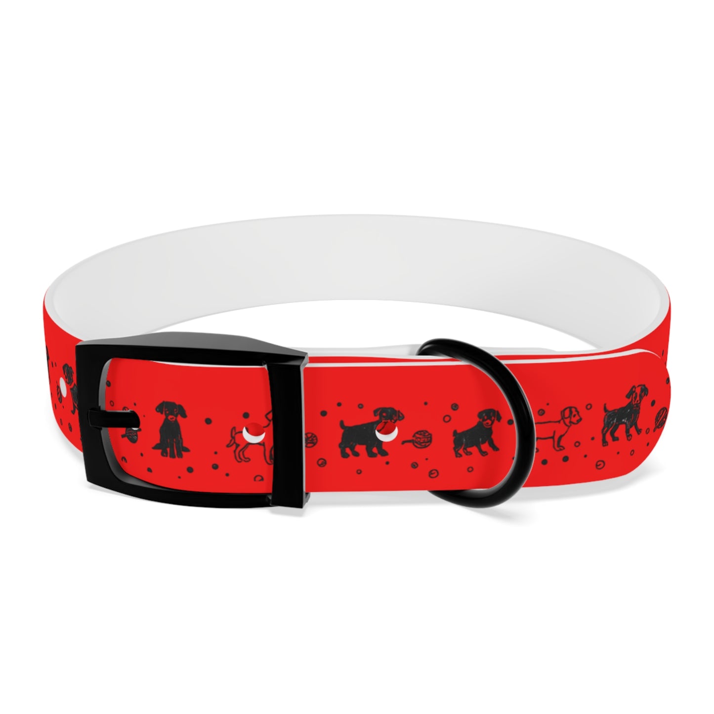 Dog Collar - Red Puppy Pattern