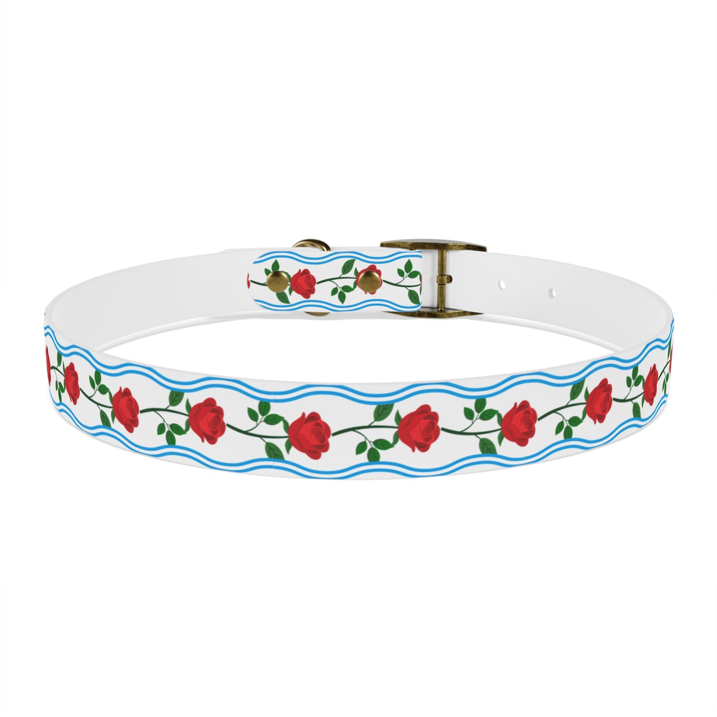 Dog Collar - Roses and Blue