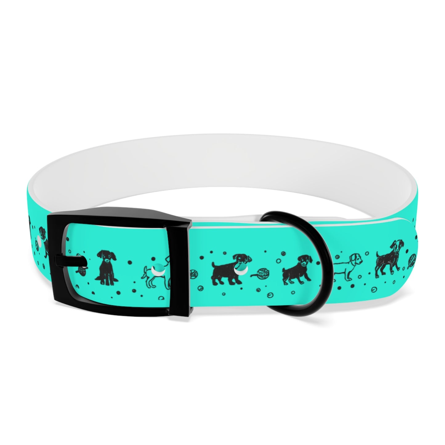 Dog Collar - Turquoise Puppy Pattern
