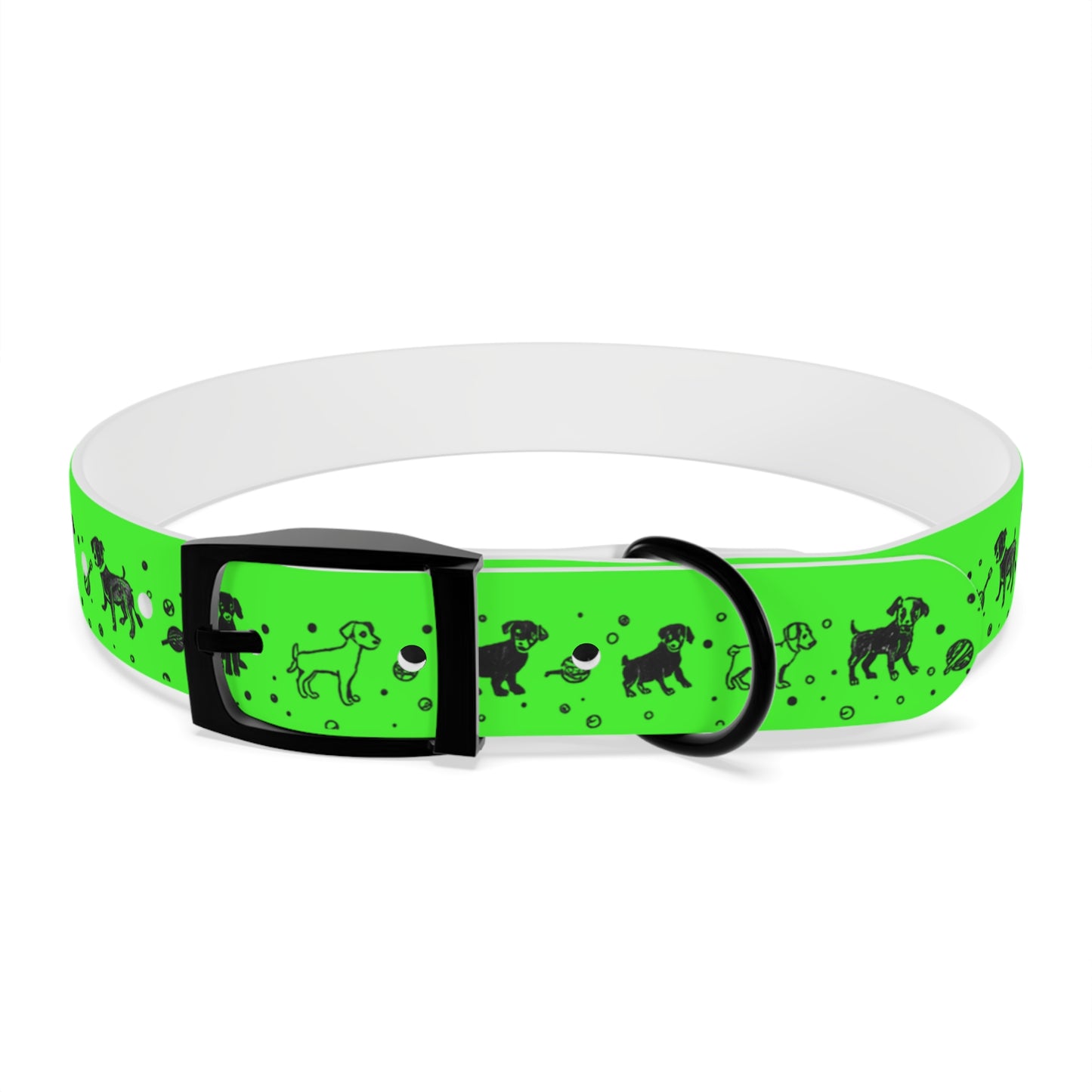 Dog Collar - Green Puppy Pattern