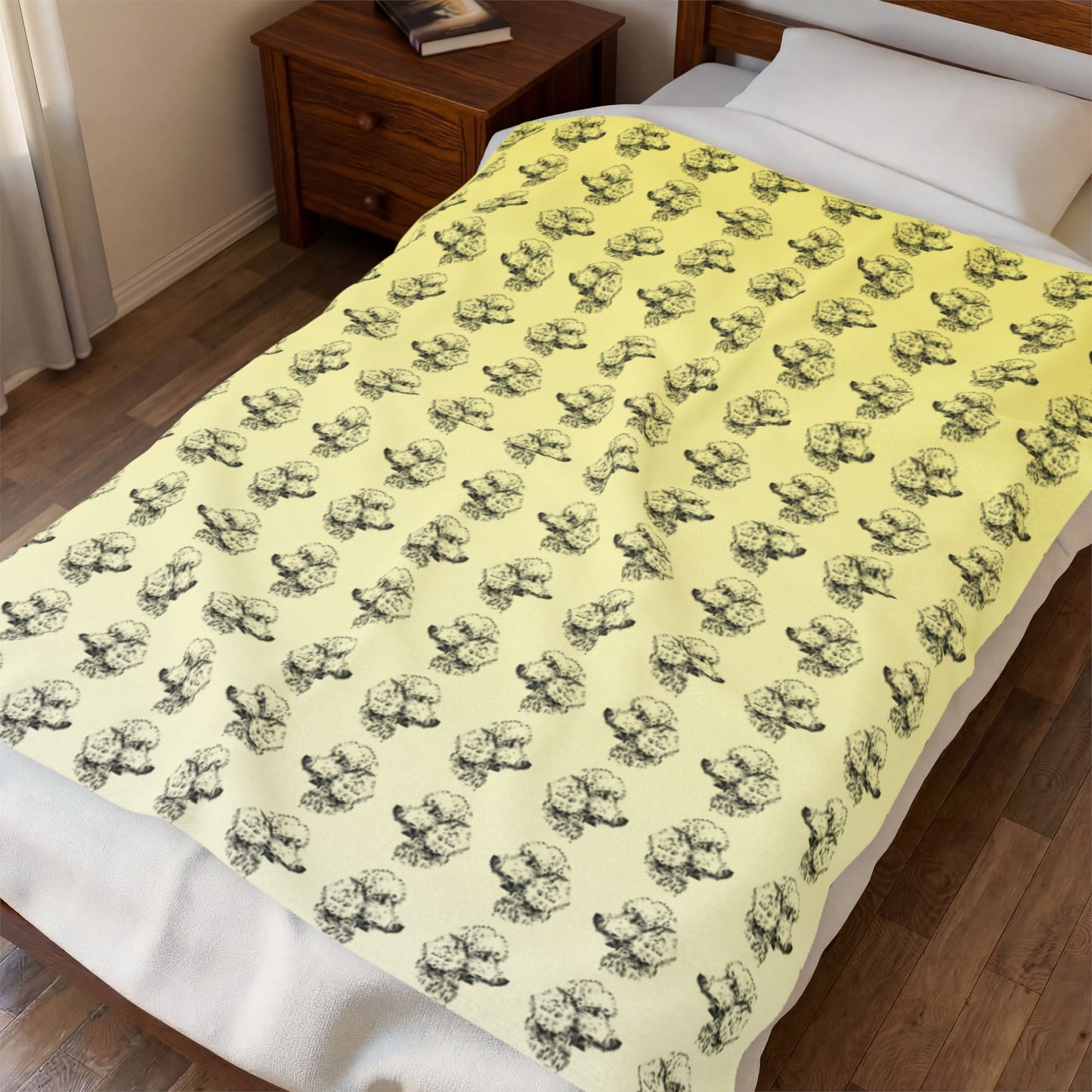 Blanket - Yellow Poodle Velveteen Plush