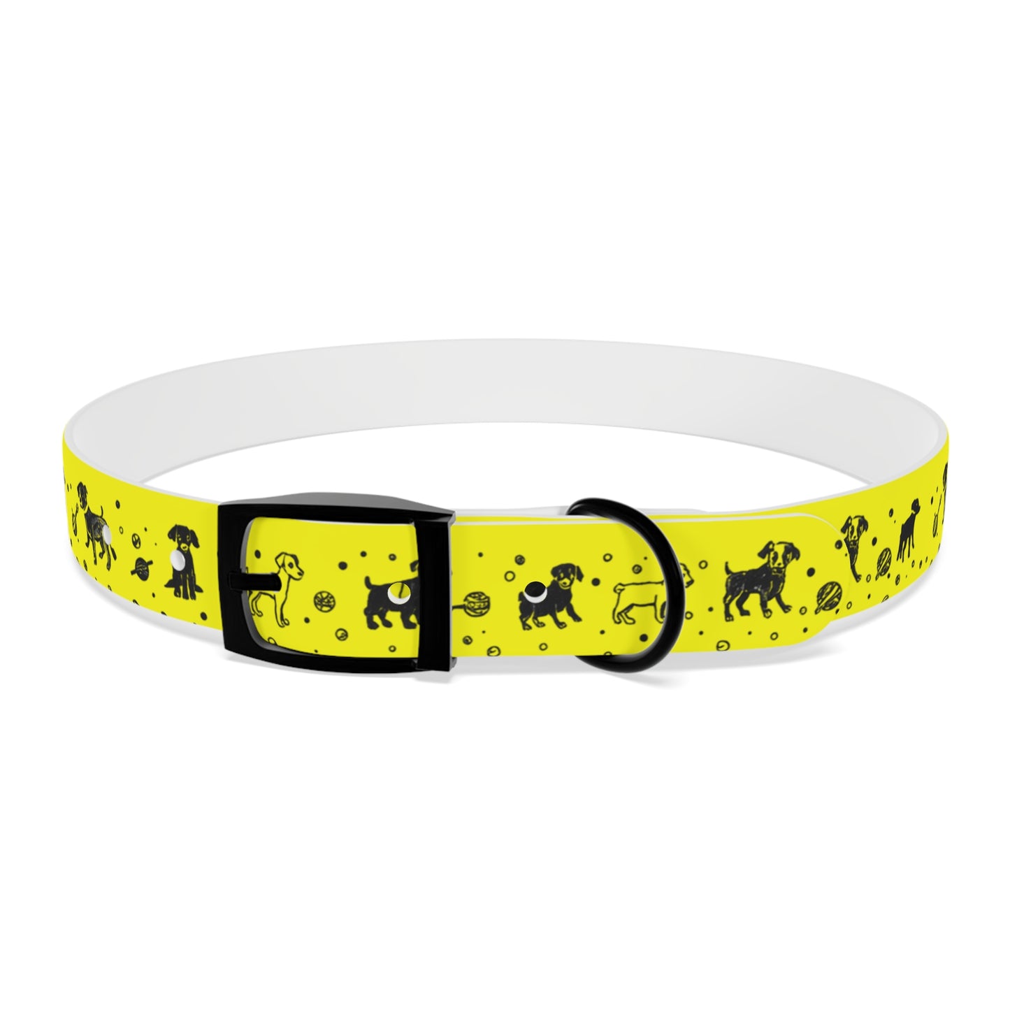 Dog Collar - Yellow Puppy Pattern