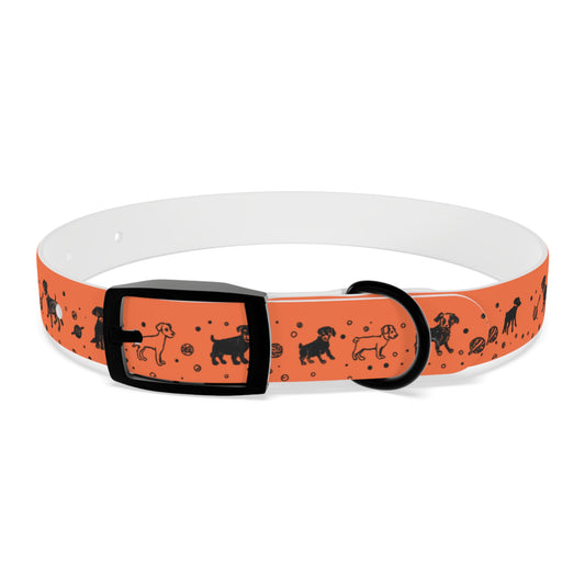Dog Collar - Orange Puppy Pattern