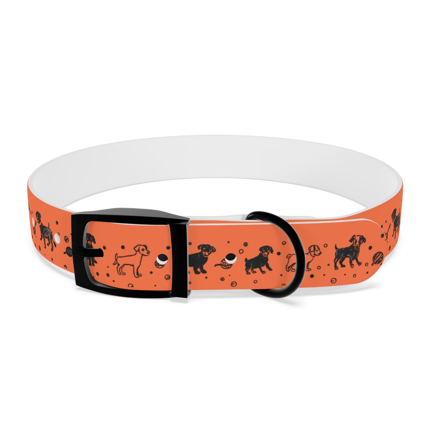 Dog Collar - Orange Puppy Pattern
