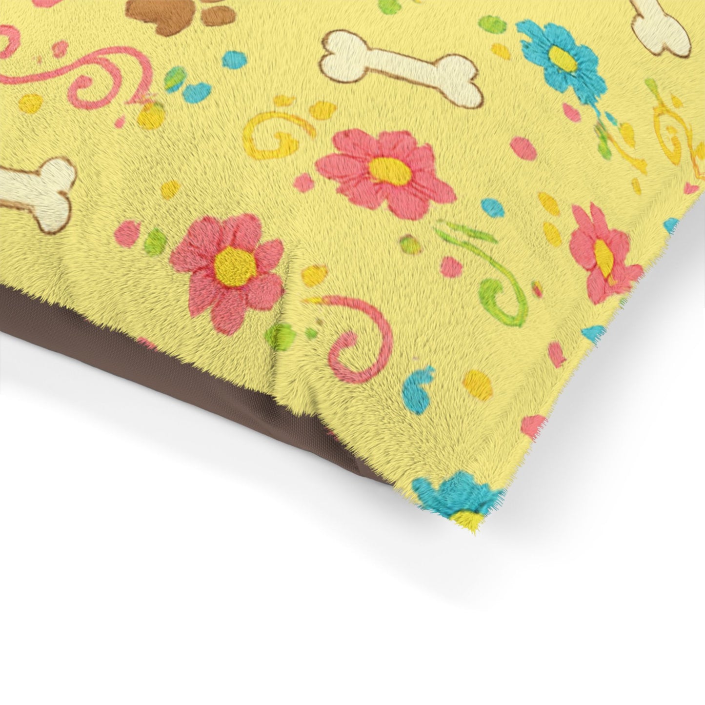 Dog Bed - Plush Sunshine Floral and Bones