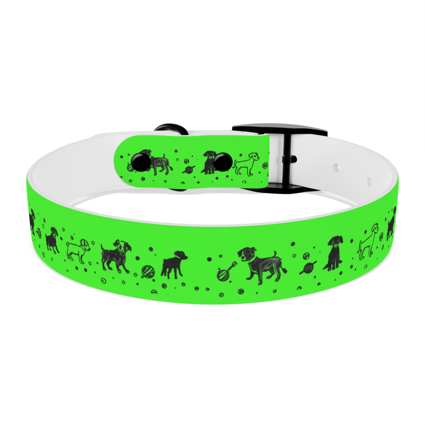 Dog Collar - Green Puppy Pattern