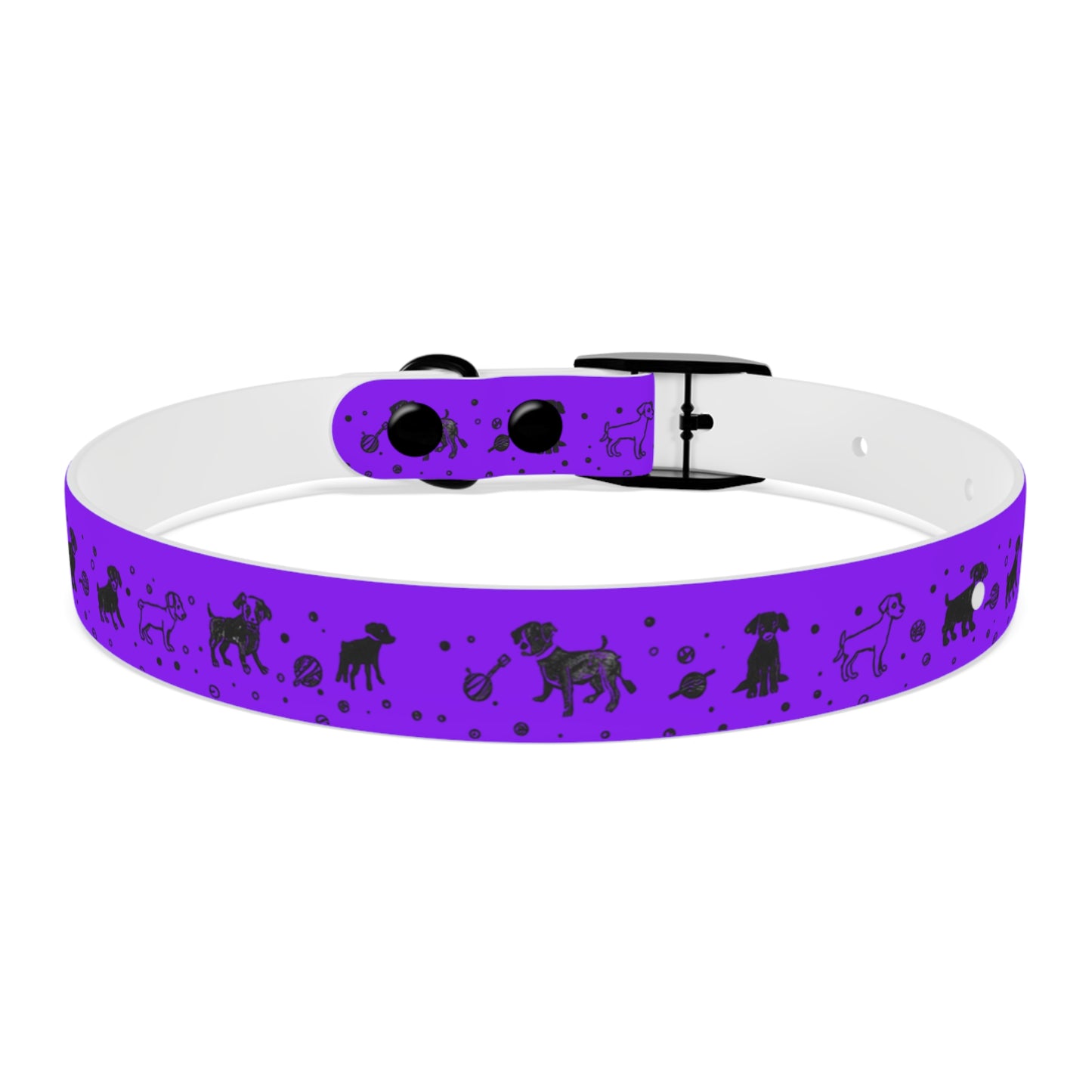 Dog Collar - Purple Puppy Pattern