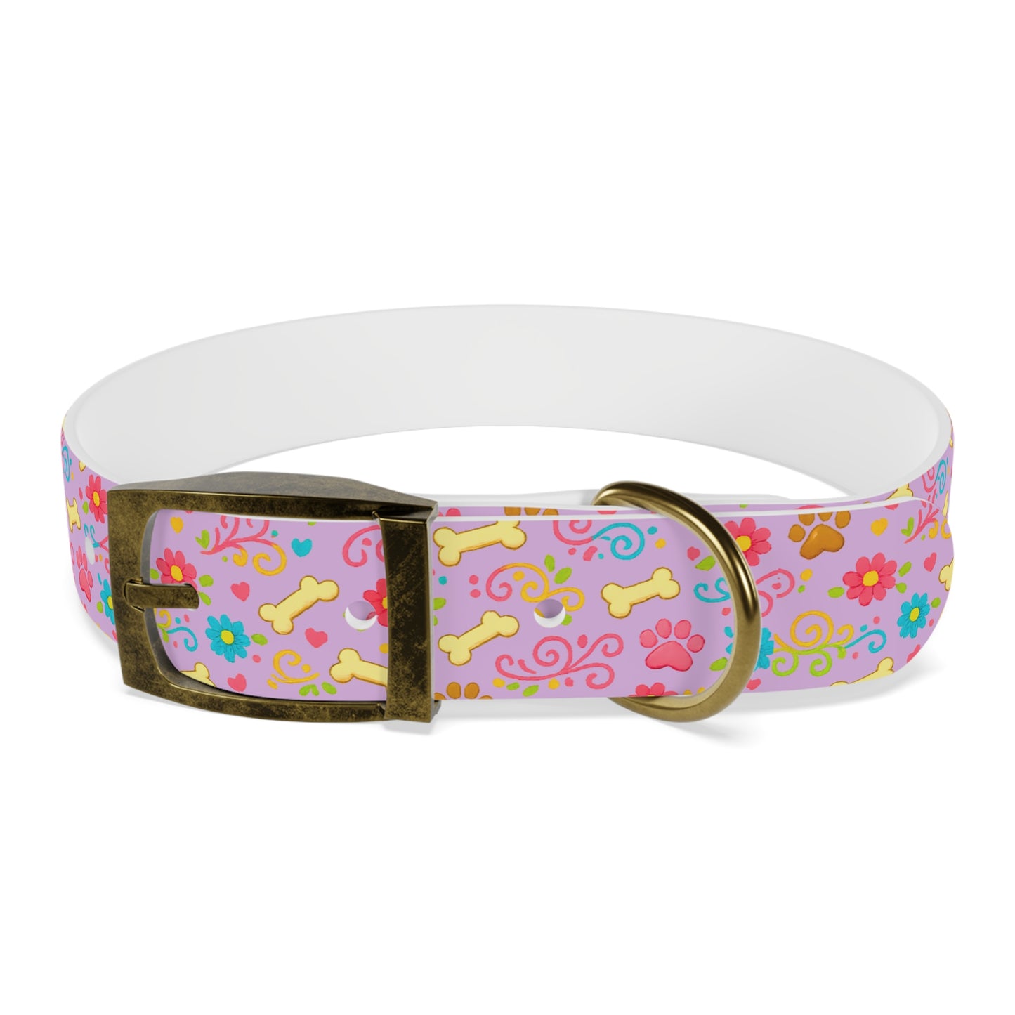 Dog Collar - Pink Pastel Floral & Bones