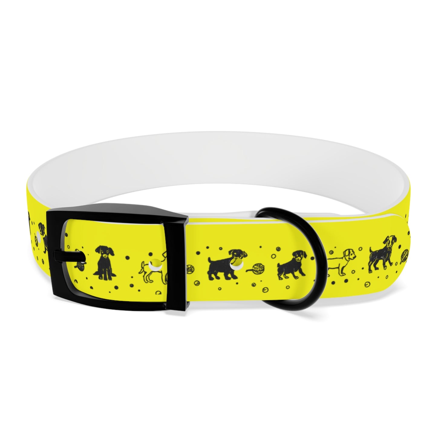 Dog Collar - Yellow Puppy Pattern