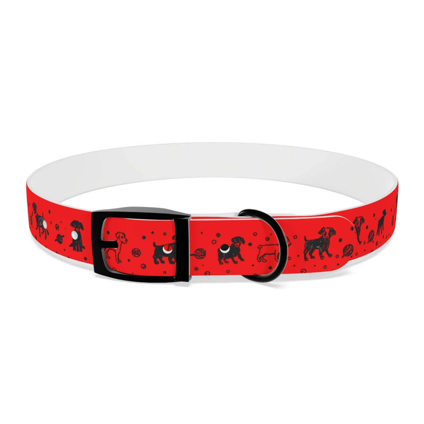 Dog Collar - Red Puppy Pattern