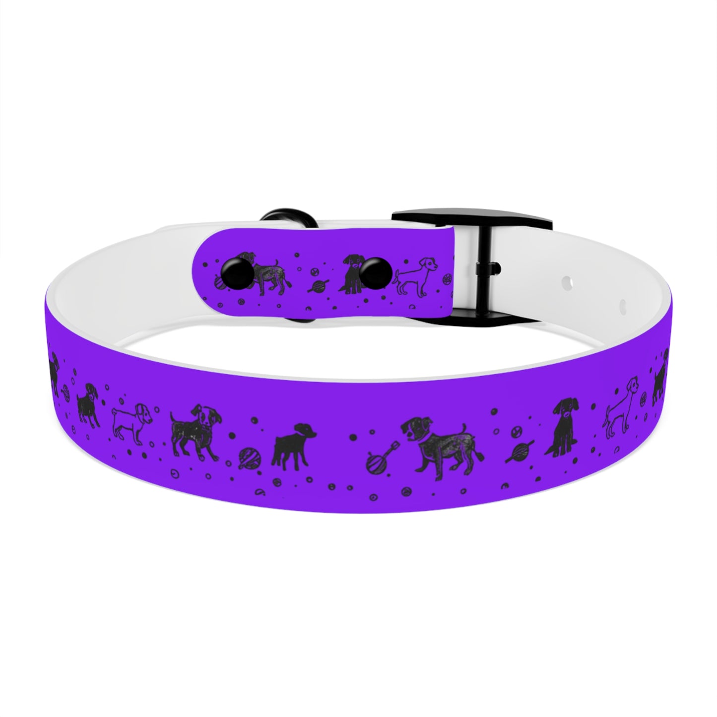 Dog Collar - Purple Puppy Pattern
