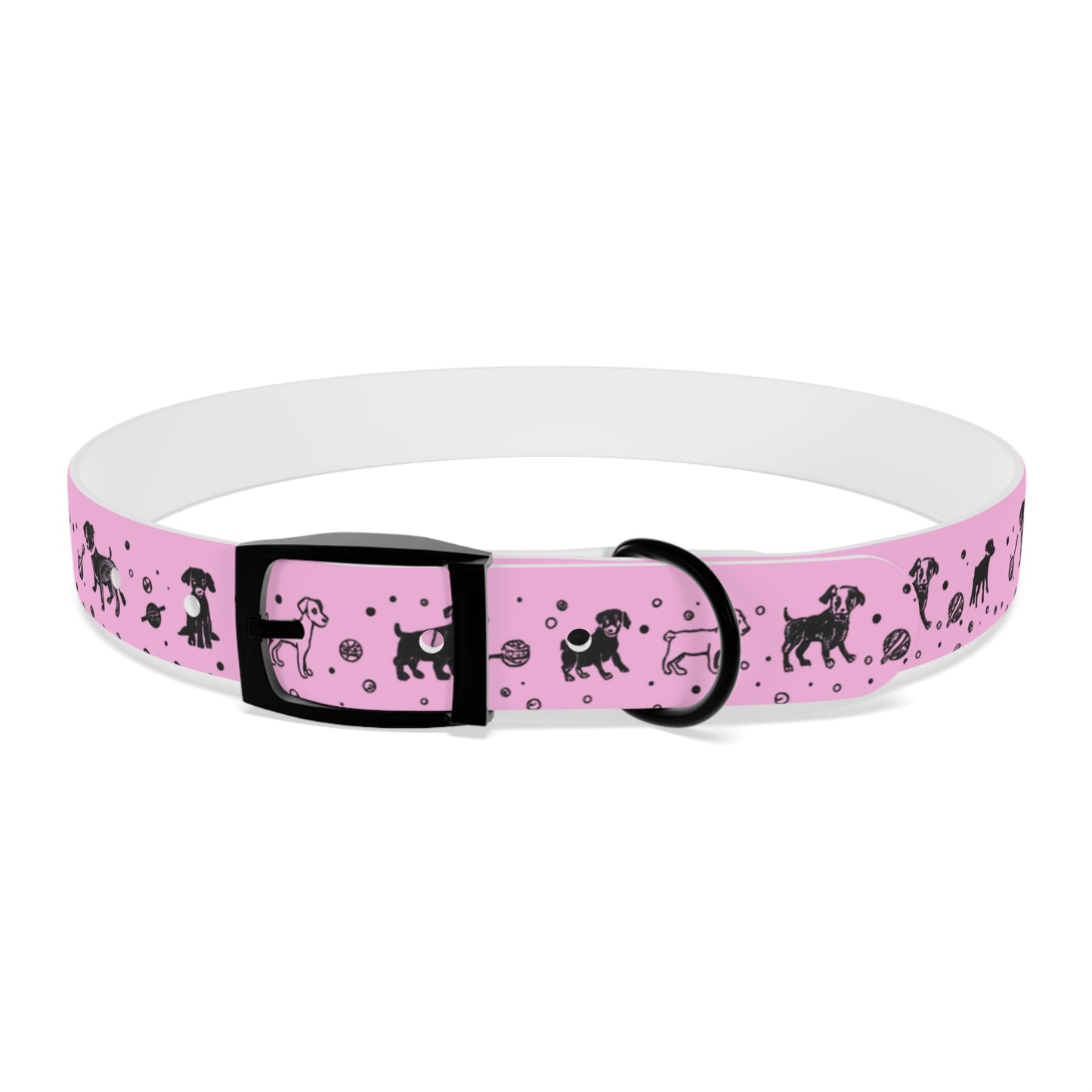 Dog Collar - Pink Puppy Pattern