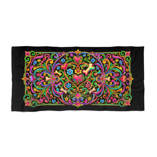 Towel - Boho Black Bones Mandala