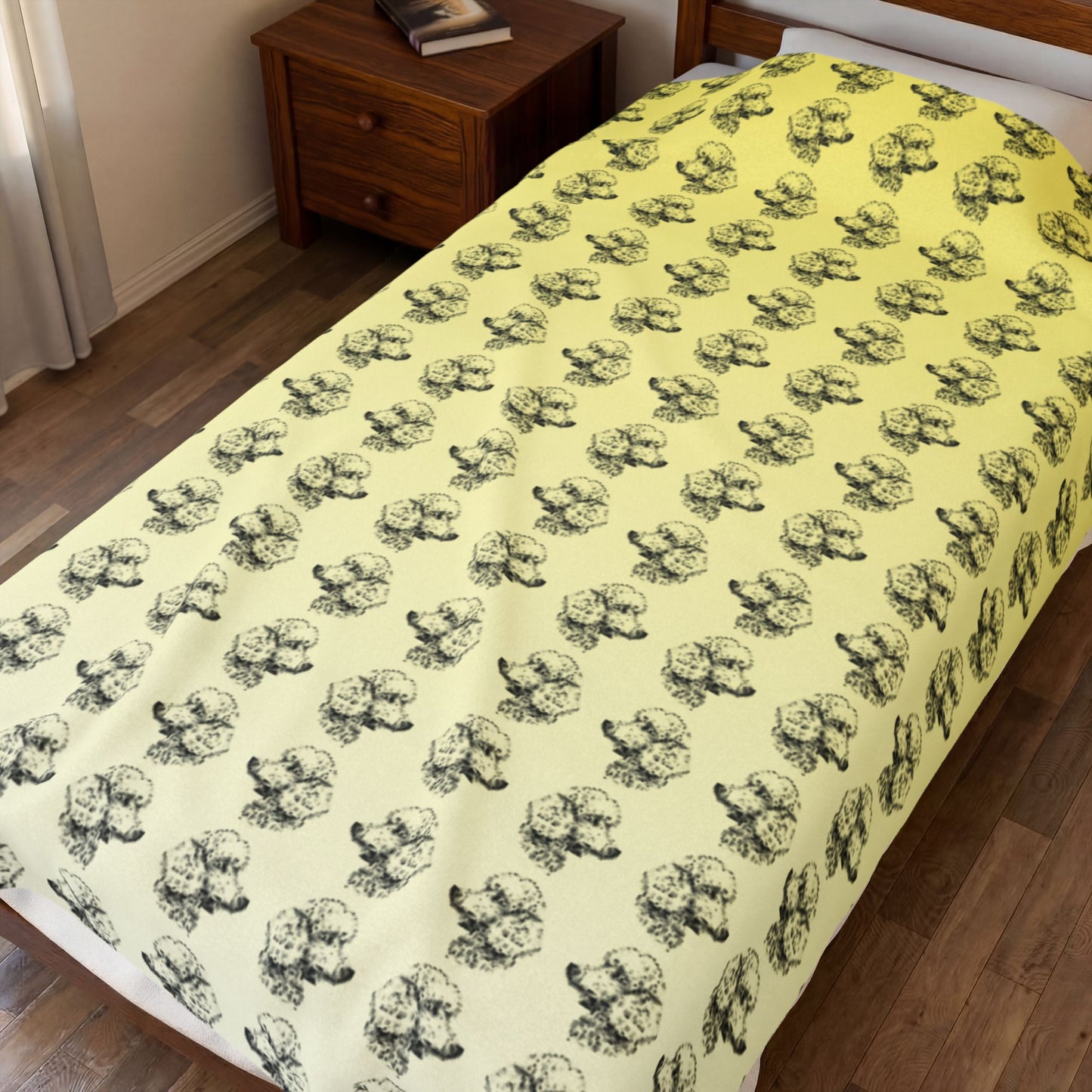 Blanket - Yellow Poodle Velveteen Plush