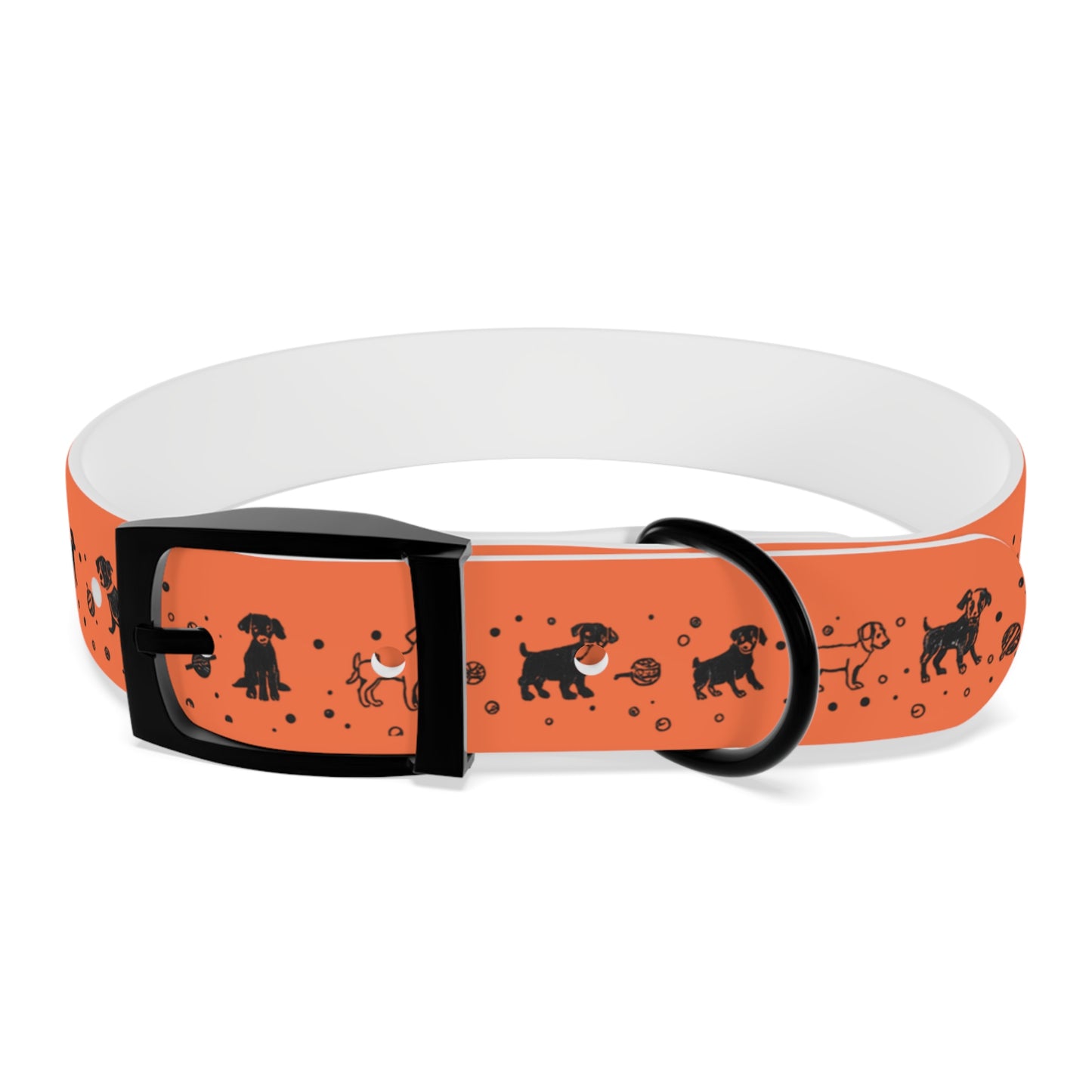 Dog Collar - Orange Puppy Pattern