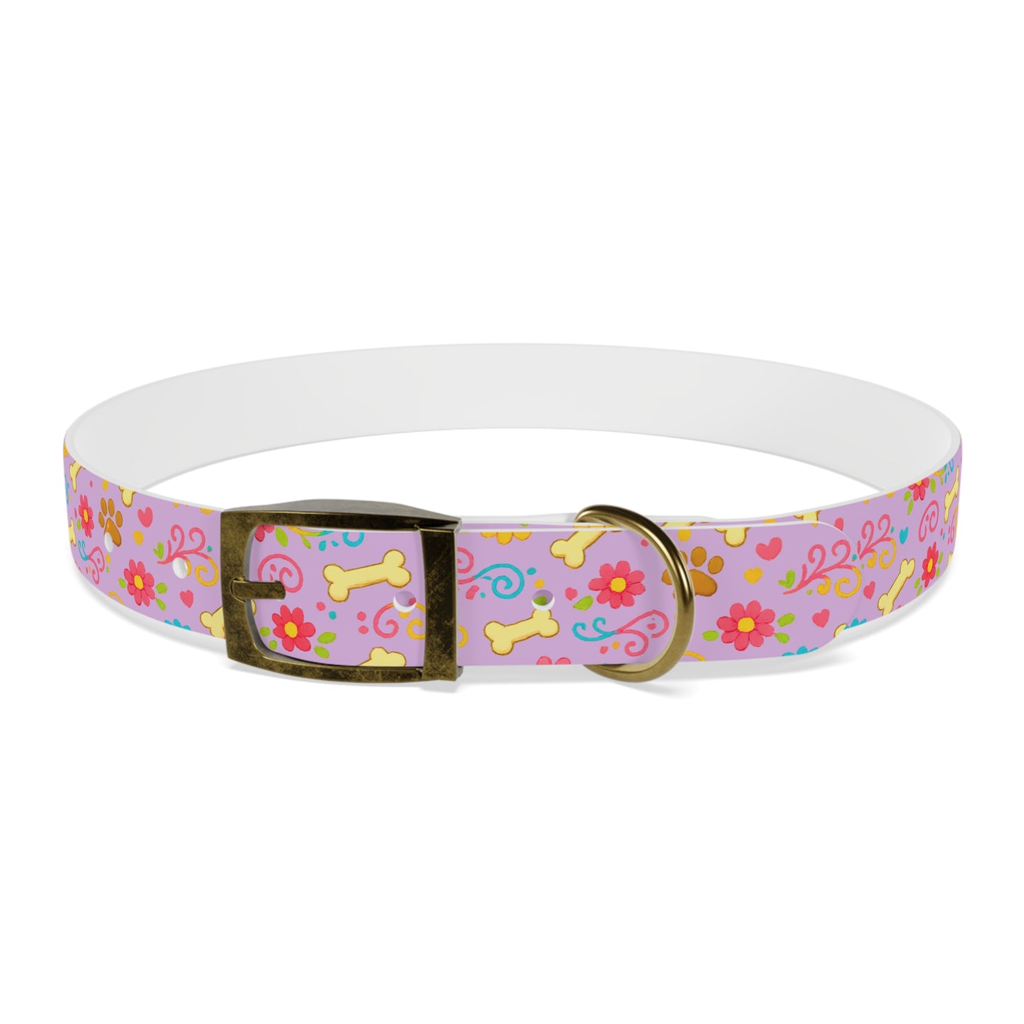 Dog Collar - Pink Pastel Floral & Bones