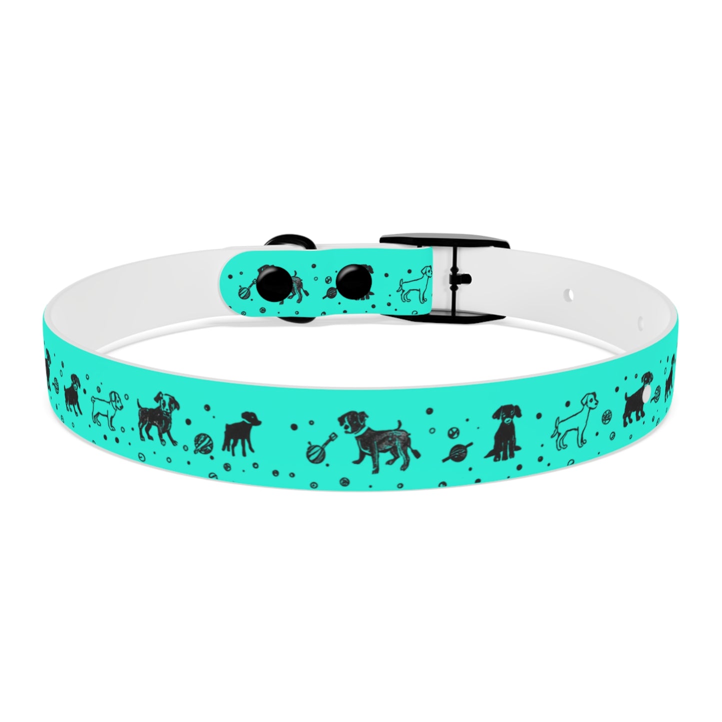 Dog Collar - Turquoise Puppy Pattern