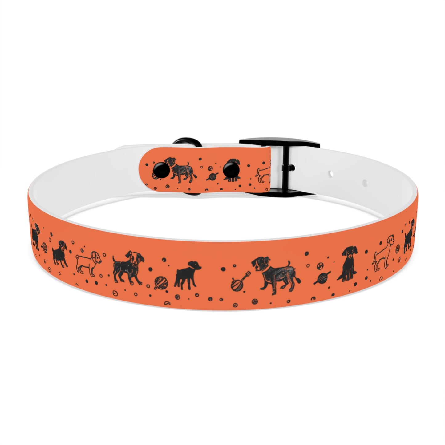 Dog Collar - Orange Puppy Pattern