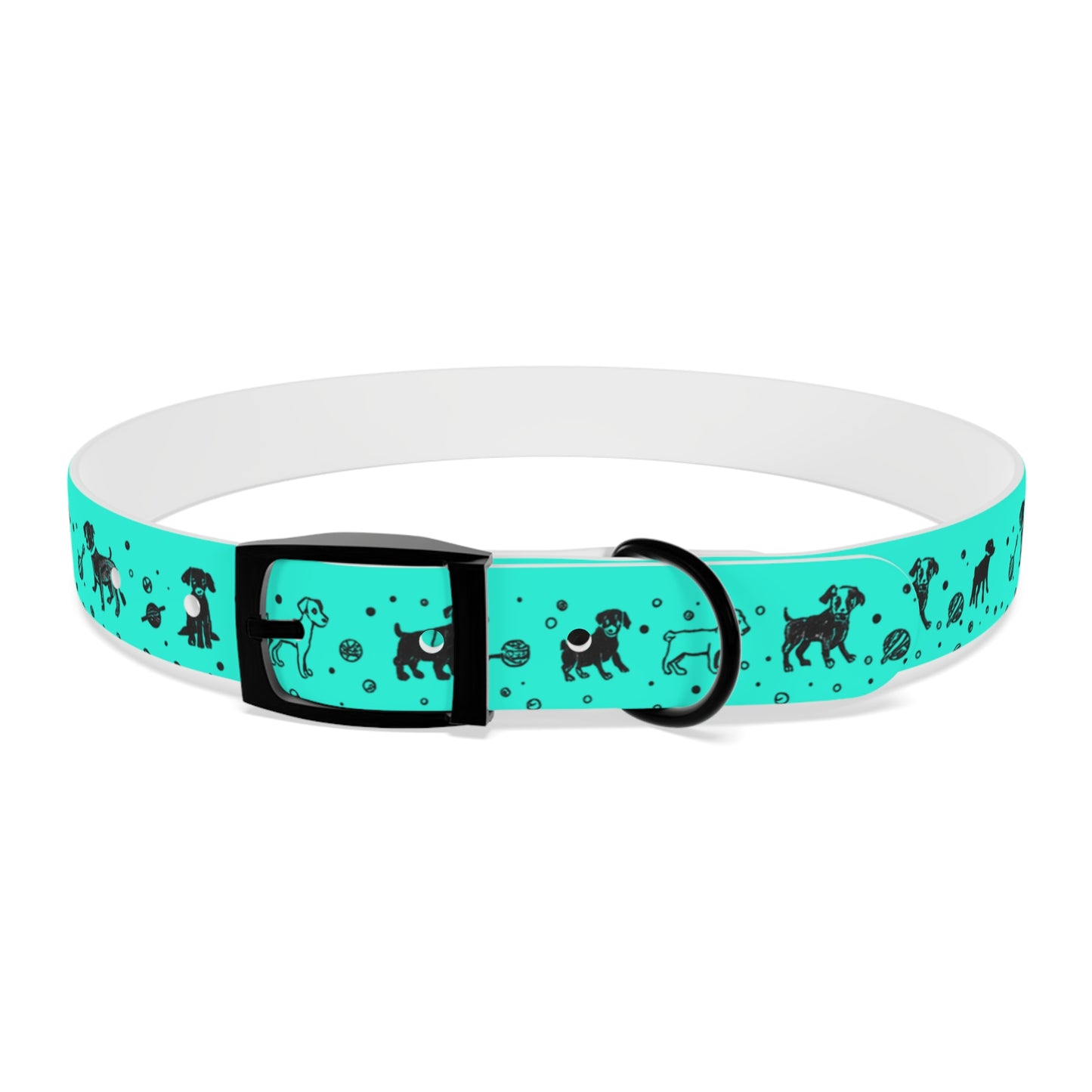 Dog Collar - Turquoise Puppy Pattern