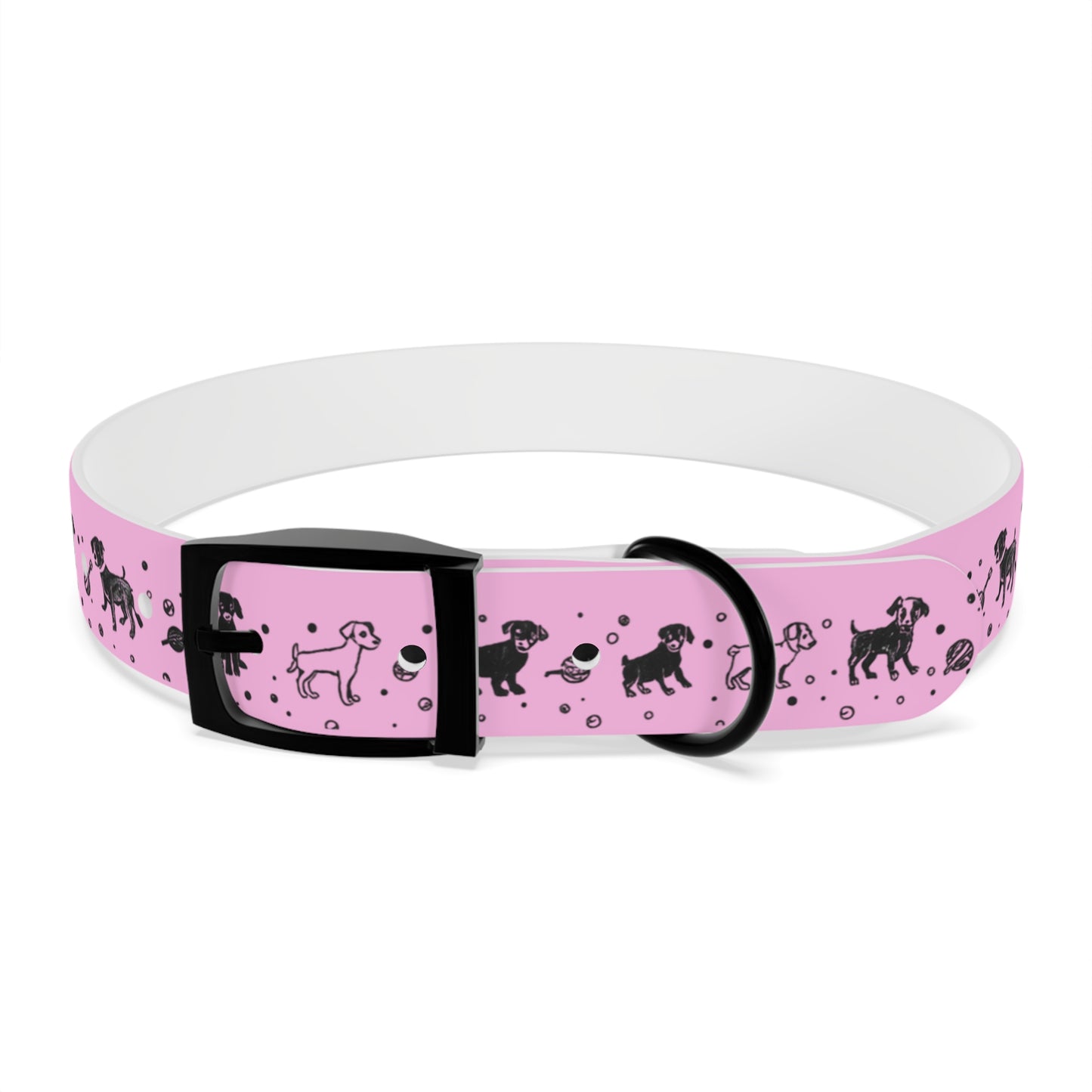 Dog Collar - Pink Puppy Pattern