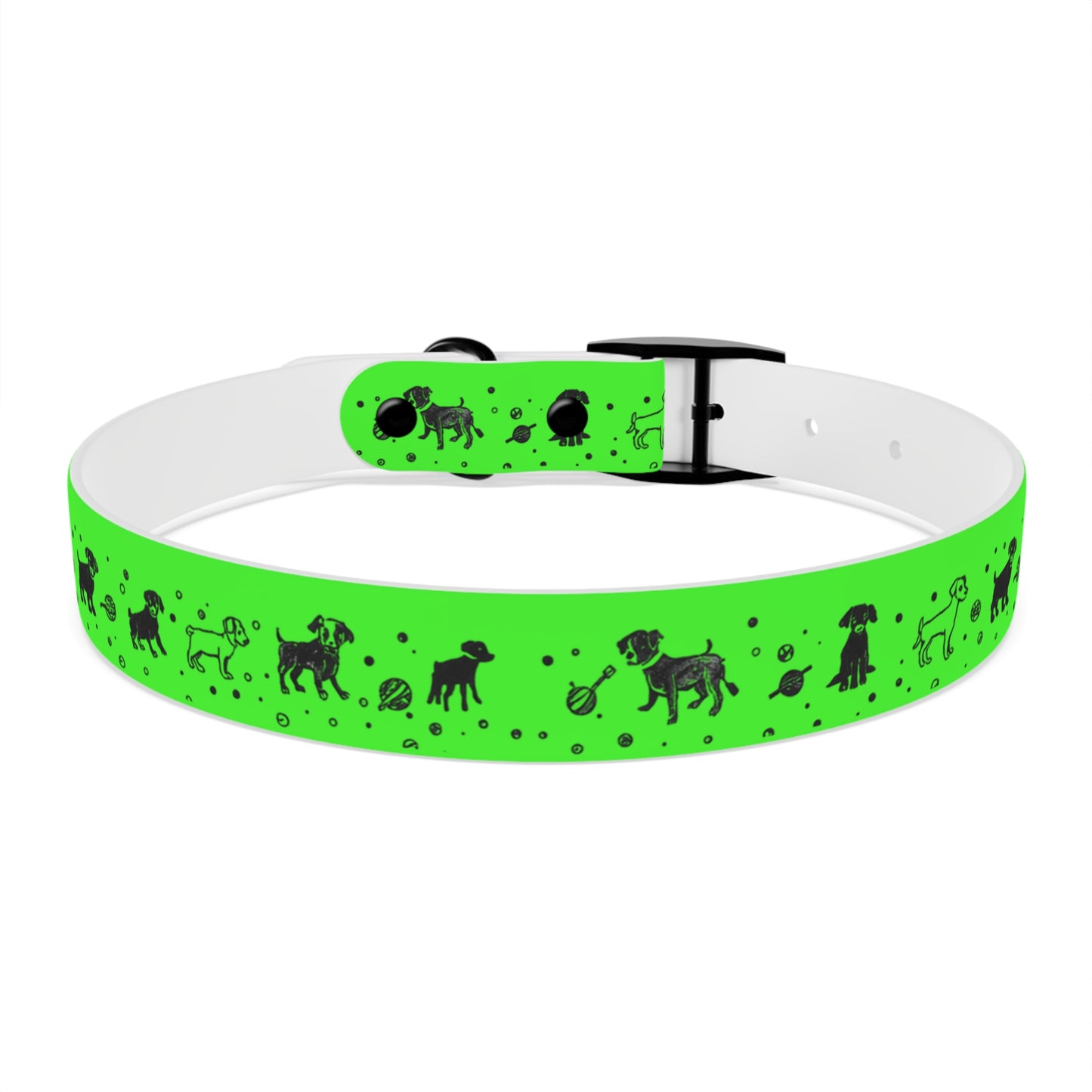 Dog Collar - Green Puppy Pattern