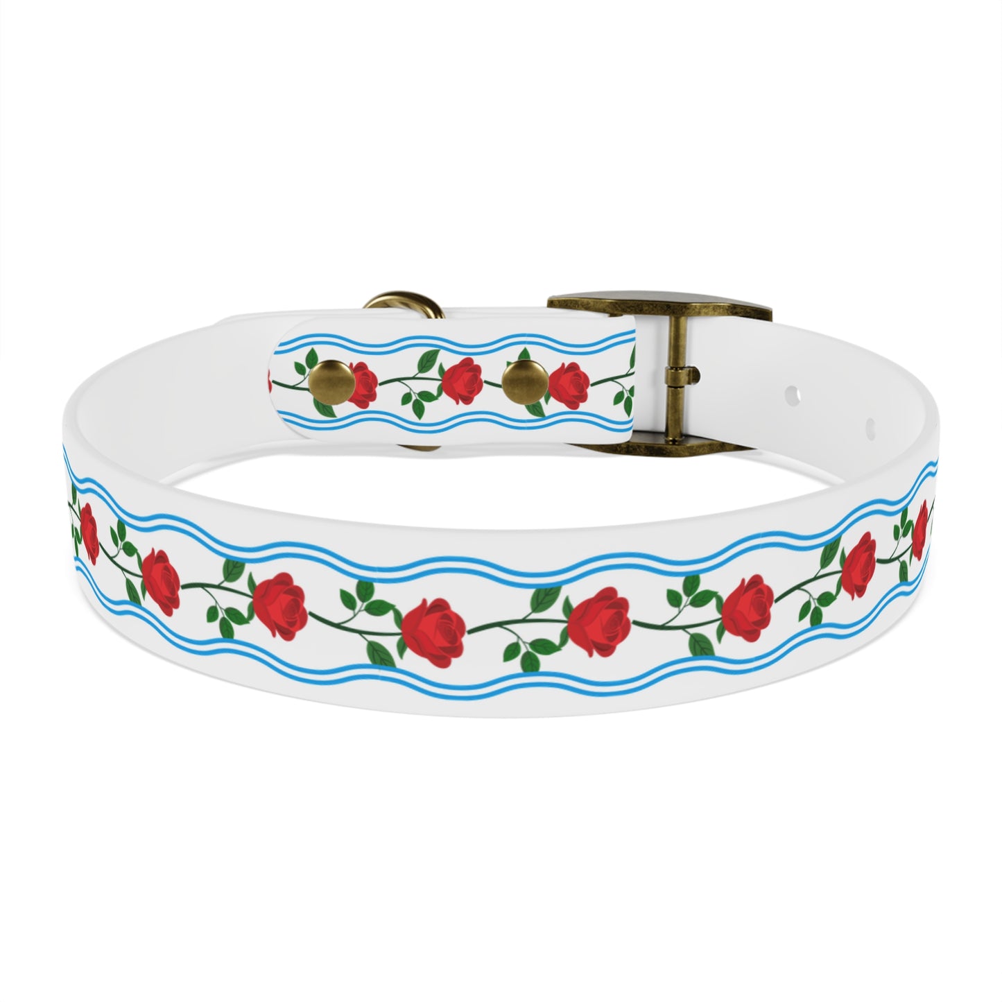 Dog Collar - Roses and Blue