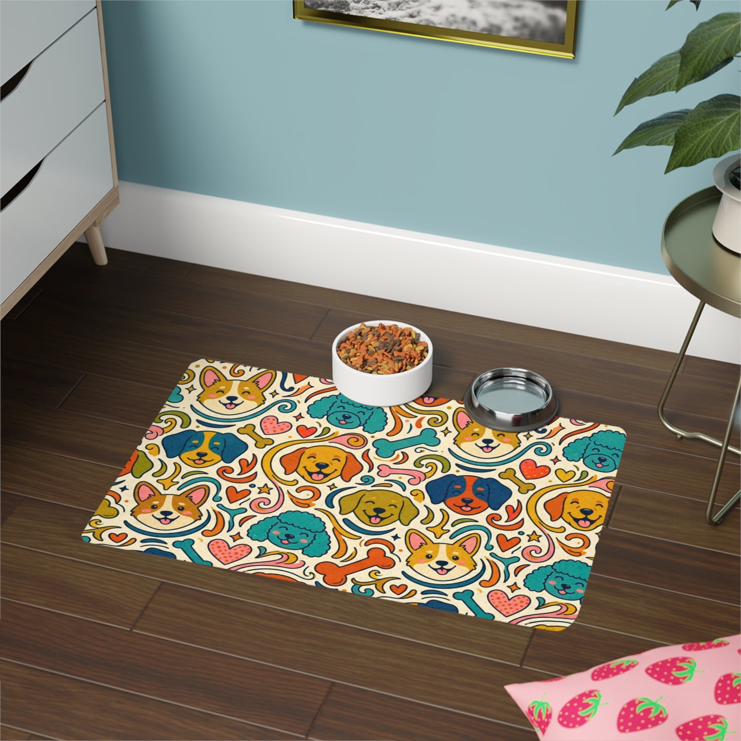 Pet Food Mat - Happy Dogs