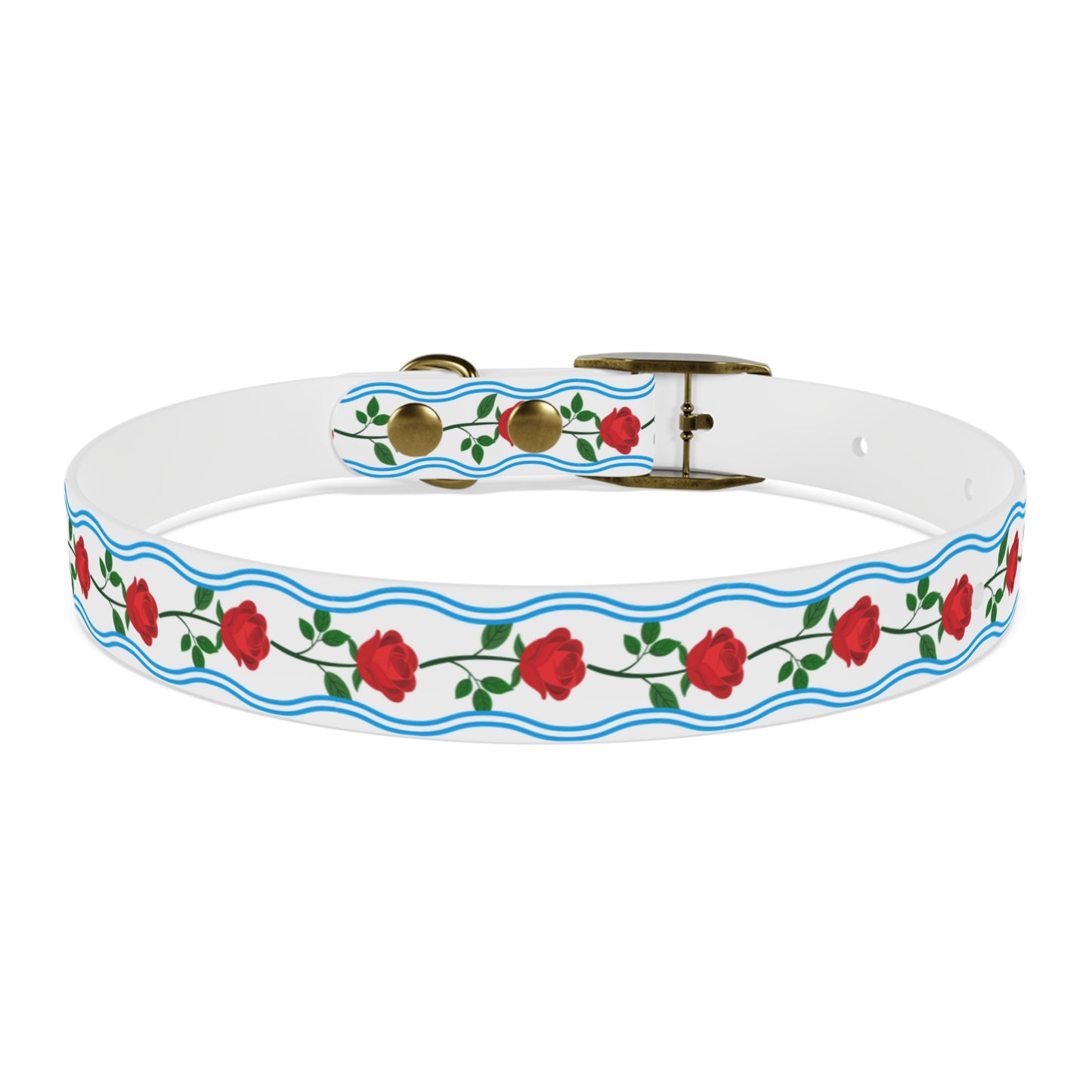 Dog Collar - Roses and Blue