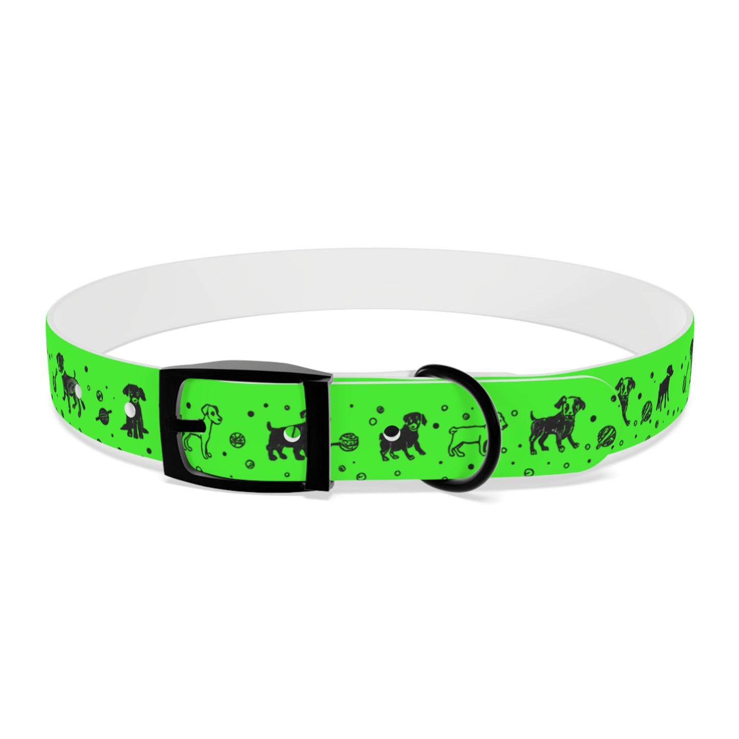 Dog Collar - Green Puppy Pattern